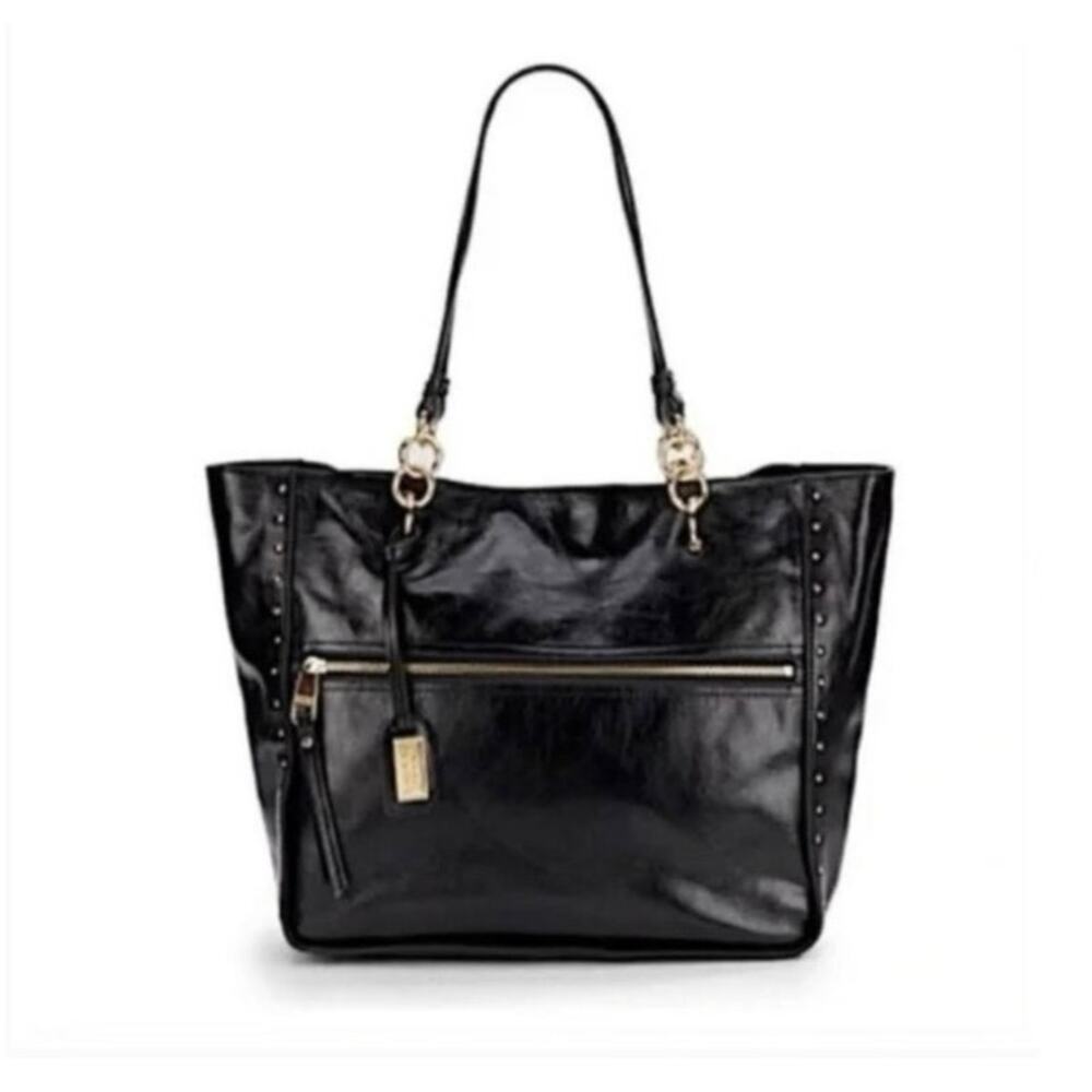 Womens Badgley Mischka Tessa Shine Tote Bag Leather Large EUC!